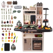 Large Kitchen Toy Set for Kids with Realistic Lights and Cooking Sounds Steam Play Sink Menu Board and Accessory Play Set