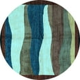 thumbnail image 1 of Ahgly Company Indoor Round Oriental Light Blue Modern Area Rugs, 6' Round, 1 of 4