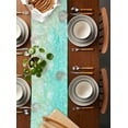 thumbnail image 2 of Aqua Green Table Runner 48 Inches, Watercolor Colorful Ombre Abstract Floral Art Bed Runner Dresser Scarves Tabletop for Indoor Outdoor Parties/Ceremony/Banquet, 13" x 48", 2 of 8