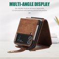 thumbnail image 5 of Jiahe Cover for Samsung Galaxy Z Flip 4, Mulit-Function Wallet Case,Flip Leather Zipper Card Holder Stand with Adjustable Shoulder Strap Full Body Protection Case Cover, brown, 5 of 6