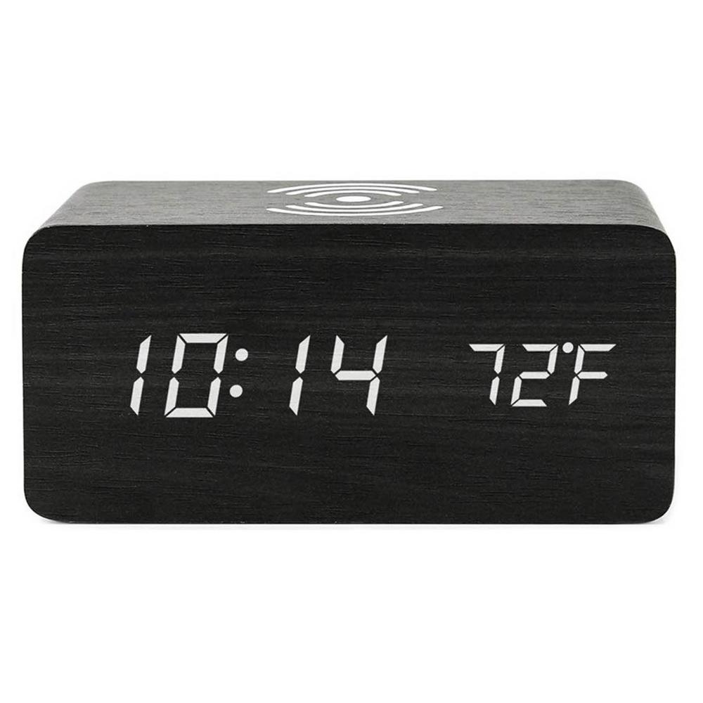 Julam Wooden Digital Alarm Clock Smart Alarm Clock With Wireless