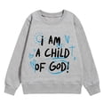 thumbnail image 4 of MEZZALL Chandail en Molleton à Imprimés Graphiques pour Filles Col Rond Manches Longues Mignon Pull Épaule Tombante Hauts Mignons pour Tout-Petits Usage Quotidien, Gris, 4-5 Ans, 4 of 5