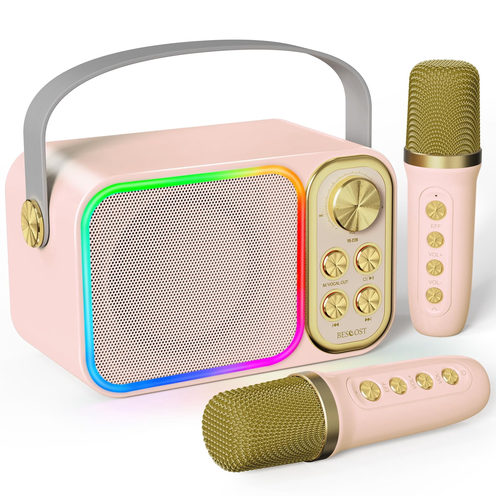Machine Chant Enfants LED Machine Karaoké Ankuka Enfants/Adultes - 2 Micros, Lumières LED, Effets Voix - Portable Machine Karaoké Portable