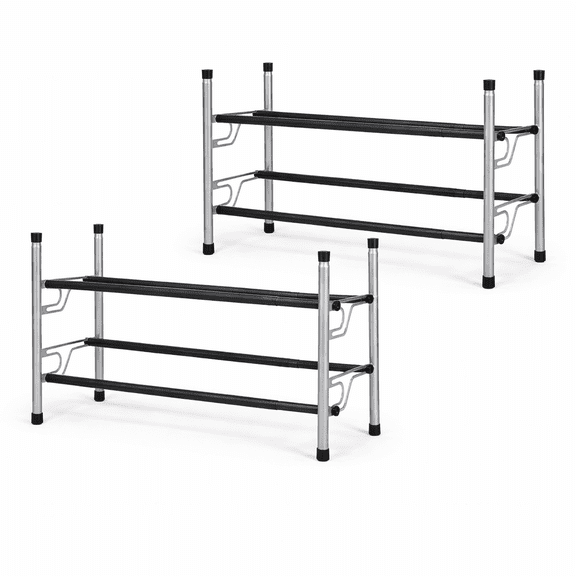 USTECH 2-Tier Shoe Rack Organizer – Sturdy Metal Free Standing Shoe Storage Shelf, Space-Saving Shoe Rack for Entryway, Closet, Bedroom, or Small Spaces | Pack of 2