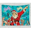 Santa Tapestry, Rock n Roll Singing Santa with Dancing People at Christmas Party Retro Pop Art Style, Wall Hanging for Bedroom Living Room Dorm Decor, 60W X 40L Inches, Multicolor, by Ambesonne