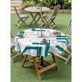 thumbnail image 4 of Outdoor Tablecloth with Umbrella Hole for Patio/Picnic/Party/Camping, Modern Geometric Teal Waterproof Table Cloth Round Cover Washable, Abstract Minimalist Artwork Lines (Dia 60"), 4 of 8