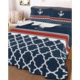 thumbnail image 2 of Quilts Twin Size, Navy Blue Anchor Soft Comforter Bedding Set for Bed, Nautical Ocean Retro Striped Geometric Lightweight Quilted Bedspread with Pillow Cover(2 Pieces) for All Season, 68x86 Inch, 2 of 6