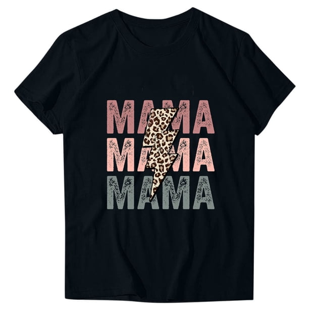 Camiseta de Cuello Redondo Impresa Del Día de la Madre para las Mujeres, Camiseta Casual de Manga Corta para la Primavera Y el Verano