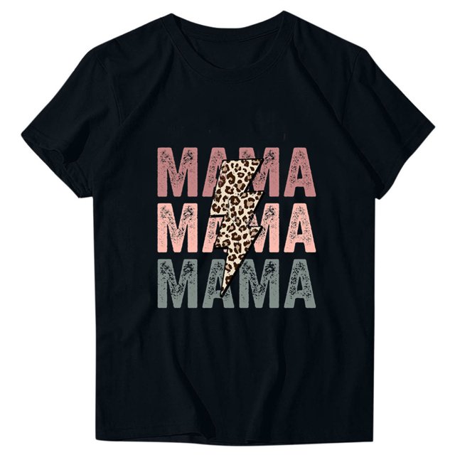 Camiseta de Cuello Redondo Impresa Del Día de la Madre para las Mujeres, Camiseta Casual de Manga Corta para la Primavera Y el Verano