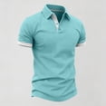 thumbnail image 3 of Mens Polos Shirts Short Sleeve , Button Up Golf Polos Shirt Contrast Color Tshirts Regular Fit Tennis T-Shirts Breathable Summer Casual Tee Tops Turn-Down Collar Pullover, 3 of 7
