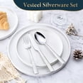thumbnail image 2 of Vesteel 24-Piece Hammered Forks and Spoons Silverware Set, Stainless Steel Square Flatware Cutlery Set, Food-Grade Utensil Set for Home, Kitchen and Restaurant, Dishwasher Safe, 2 of 7