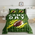 thumbnail image 2 of Manfei Green Football Field King Size Comforter Sets for Boys, American Football Bedding Comforter Set, Game Day Print Bedding Set, Ultra Soft Room Decor Reversible 3-Piece, 2 of 8