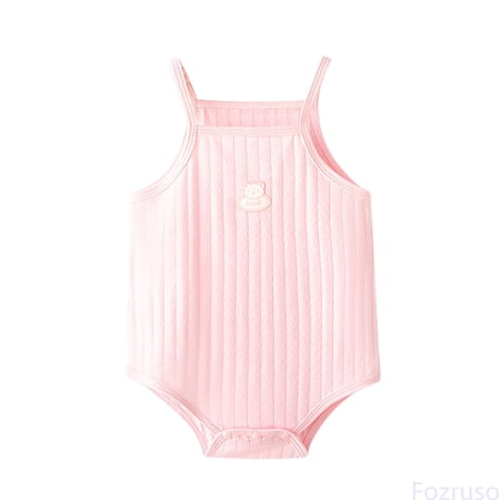 Fozruso Boys Girls Sleeveless Solid Romper Jumpsuit Summer Bodysuits Clothes Cute Girls Rompers Sizes 3-6 Months