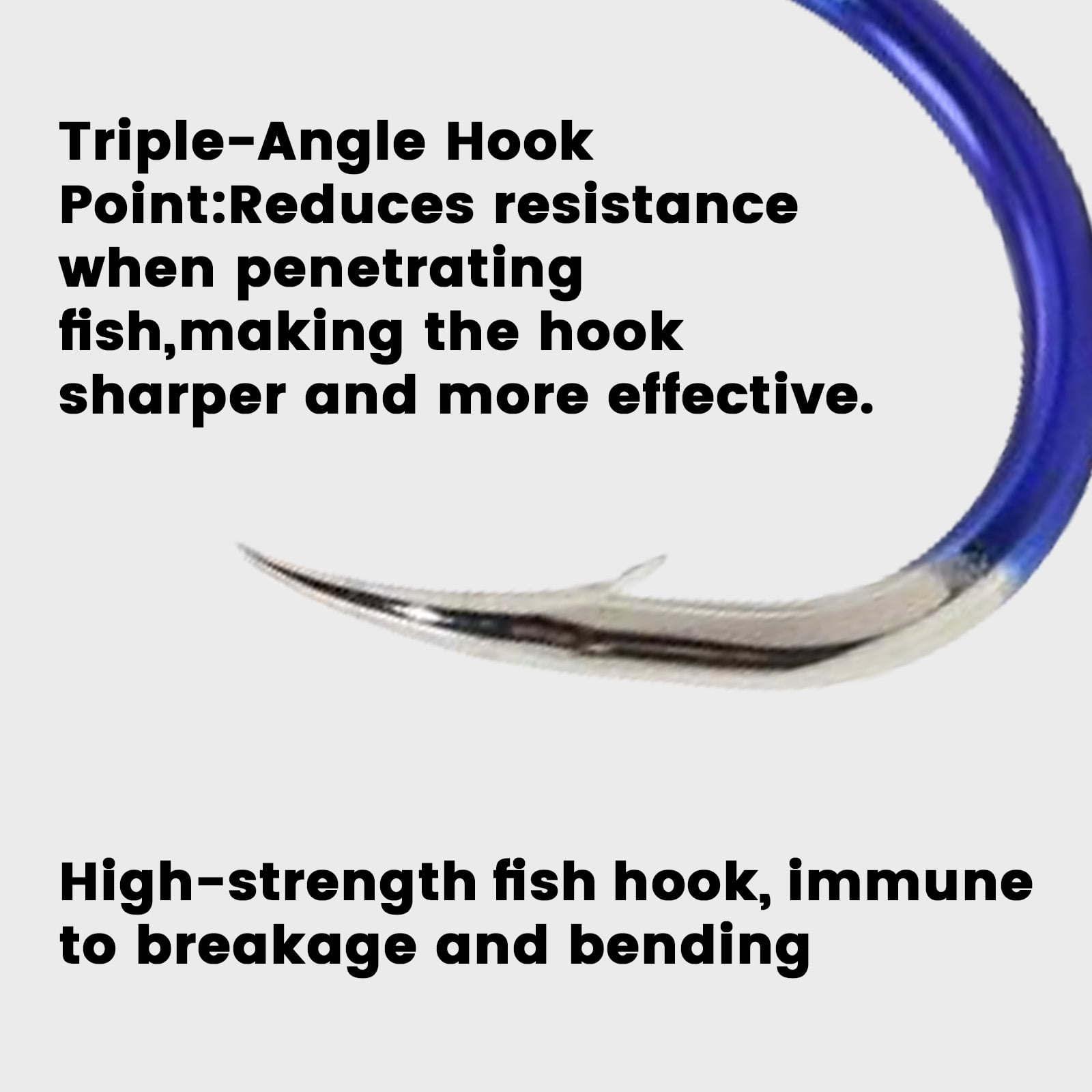 big blue fish hooks BBBF 10pcs Pointed Blue Fishing Hooks – Saltwater & Freshwater Hooks with  Round Eye – Ultra-Strong High Steel for , SeaBass Trout, Panfish，marine fish  (Size #0.8-12#)