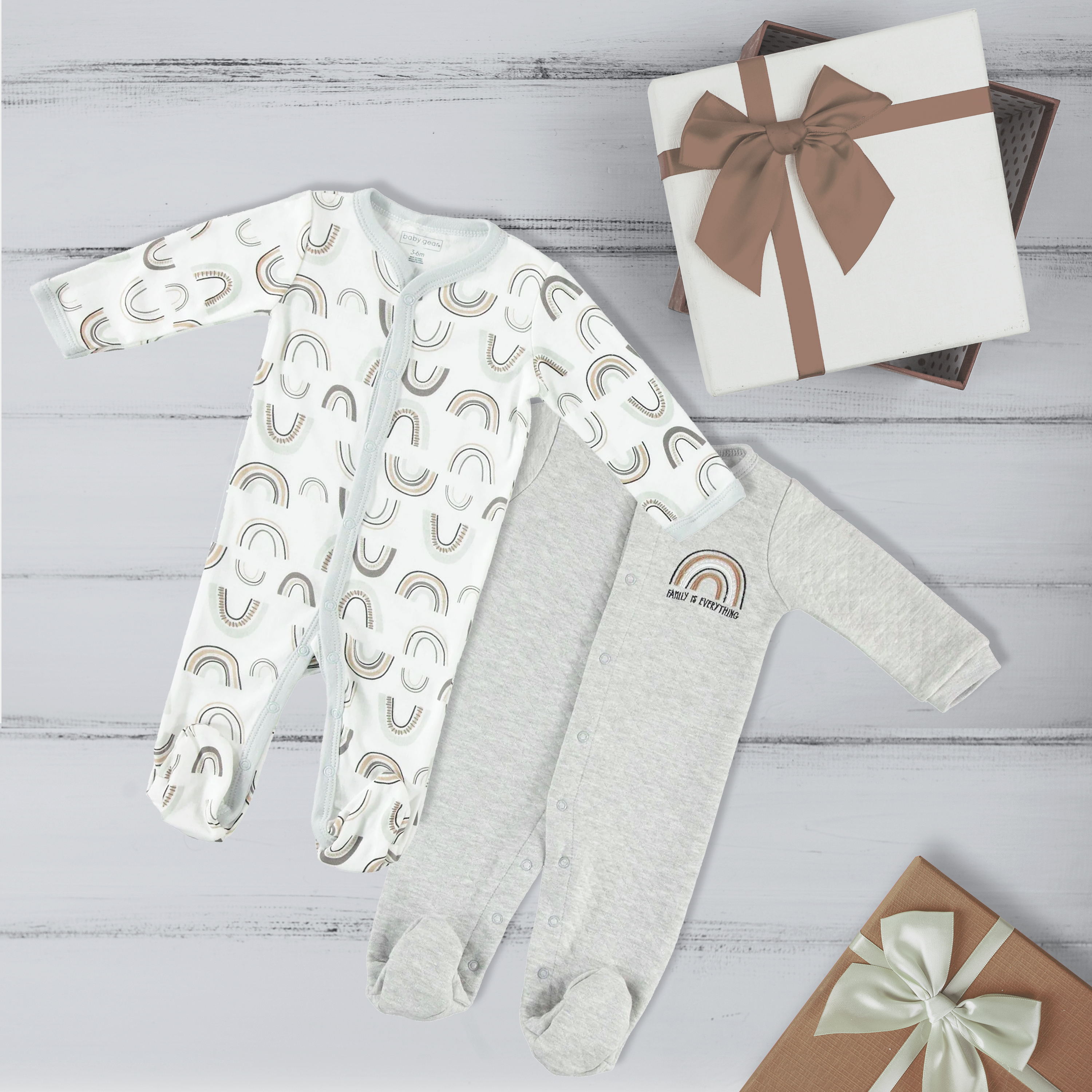 Baby Gear Baby Boy Baby Girl Gender Neutral Unisex 2 PC Footed Coverall Set, Sizes Newborn-9 Months