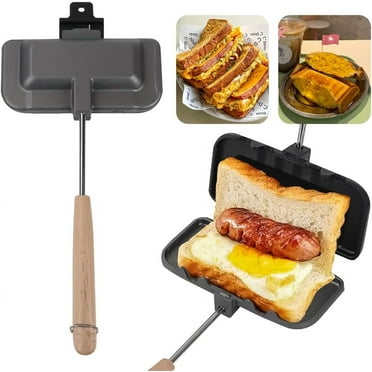 Sandwich Maker, Breakfast Sandwich Maker, Hot Dog Toaster, Grilled Cheese Maker Nonstick Sandwich Maker Flip Grill Pan for Breakfast Pancakes, Toast, Omelets, Outdoor, Camping