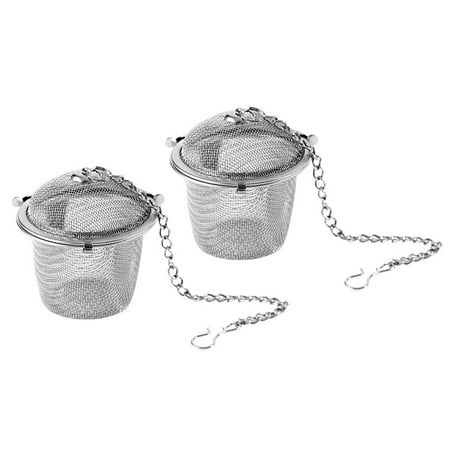 

2 Pcs Stainless Steel Tea Infuser Reusable Loose Leaf Mesh Tea Filter Tea Strainer with Lid and Extended Chain Hook - Size S