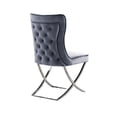 thumbnail image 2 of Waden Side Dining Chair Set of 2-Chrome Metal-Gray Button Tufted Velvet, 2 of 6