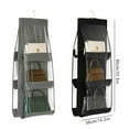 thumbnail image 2 of Hanging Handbag Organizer Non-woven Storage Holder PVC Purse Closet 6 Pocket Grey, 2 of 6