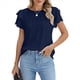 thumbnail image 2 of Blusas Elegantes e Informales para Mujer, Blusas de Trabajo, Camisas de Verano, Camisetas de Corta con Cuello Redondo, Trajes 2025, Azul Oscuro, Talla M, 2 of 8
