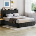 thumbnail image 3 of Queen Size Upholstered Soft Bed Frame with Lift-Up Storage, LED Lights, Power Outlets, Hydraulic Support, Sturdy Wooden Slats, Metal Platform, Noise-Free, 3 of 8