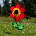thumbnail image 4 of In the Breeze 2774 - 12 Inch Red Sunflower Spinner with Leaves - Colorful Flower for your Yard and Garden, 4 of 4