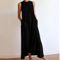 thumbnail image 2 of Vestido largo sin mangas y cuello redondo de color liso para mujer - Poliéster, primavera/verano - Tallas S-XXL, largo regular, 2 of 2