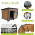 thumbnail image 5 of Pefilos 44" Wooden Outdoor Dog Houses Durable Large Cat House Perfect for Small Pet House with Waterproof PVC Plastic Roof, Breathable Doors, Brown, 5 of 7