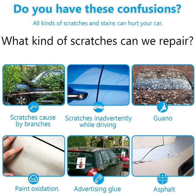 Car Scratch Remover Cloth 10Cm×10Cm Chemical Fiber Wear Resistant Repair Wipes 6Pc for Auto Paint Scratch Removal