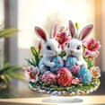 thumbnail image 4 of Taicans Easter Ornament with Bunny and Egg Design 2D Desktop Bookshelf Dining Table Home office Holiday Decoration for Spring Party and Gift,7.8in, 4 of 6