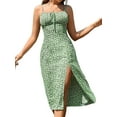 thumbnail image 3 of DYMADE Women Plus Size Summer Commuter Floral Sling Elegant Split Dress, 3 of 4
