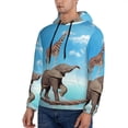 thumbnail image 3 of Lsque Elephant Giraffe Pattern Casual Men's Hoodie,Hooded Sweatshirt with Kangaroo Pocket,Pullover Hoodie-Small, 3 of 7