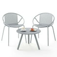 thumbnail image 2 of Costway 3 Pieces Bistro Set All Weather PP Patio Conversation Set with Round Coffee table Gray, 2 of 10