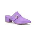 thumbnail image 1 of BLISSFUL STEP Women's Shoes Buckle Strap Pointed Toe Chunky Heel PU Vamp Mule Shoes Purple 6, 1 of 7