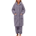 thumbnail image 1 of Gibobby Pijama mujers Conjunto de pijama para mujer, ropa de dormir cálida y esponjosa de manga larga, ropa de dormir térmica con bolsillos (Gris, XL), 1 of 5