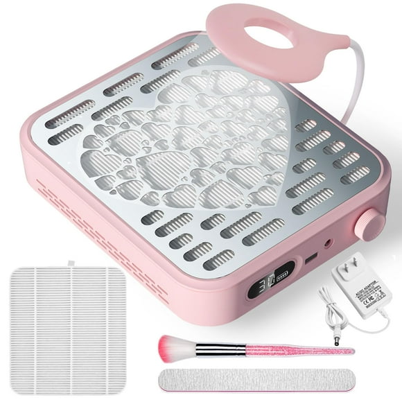 Limegirl Collecteur de Poussière d'Ongles pour Ongles Acryliques, avec 2 Filtres à Ongles Réutilisables, Lime à Ongles et Brosse de Nettoyage, Puissant Extracteur de Poussière d'Ongles Amélioré