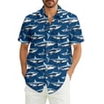 thumbnail image 2 of Mens Hawaiian Shirt Short Sleeve Shark Print Button Down Lapel T Shirt Loose Summer Seaside Casual Comfortable Beach Shirts for Men Blue XXXL, 2 of 6