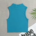 thumbnail image 2 of LIaqionyy Women's Basic Sleeveless Tank Tops Mock Neck Rib Knit Crop Tops Casual Stretch Slim Solid Color Tees, 2 of 3