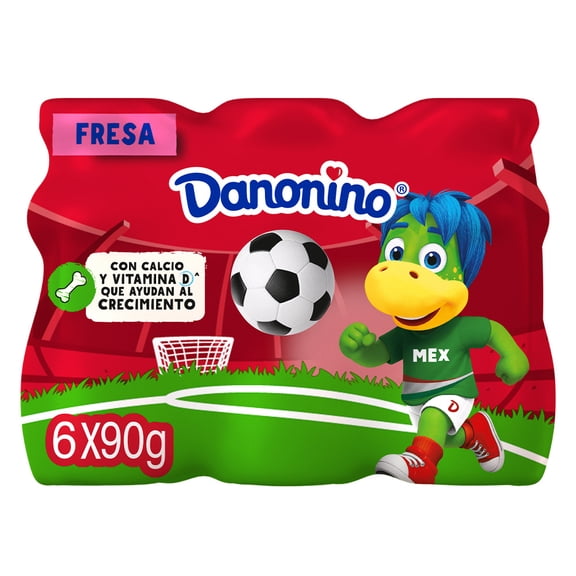 Alimento lácteo bebible Danonino sabor fresa 6 pzas de 90 g c/u