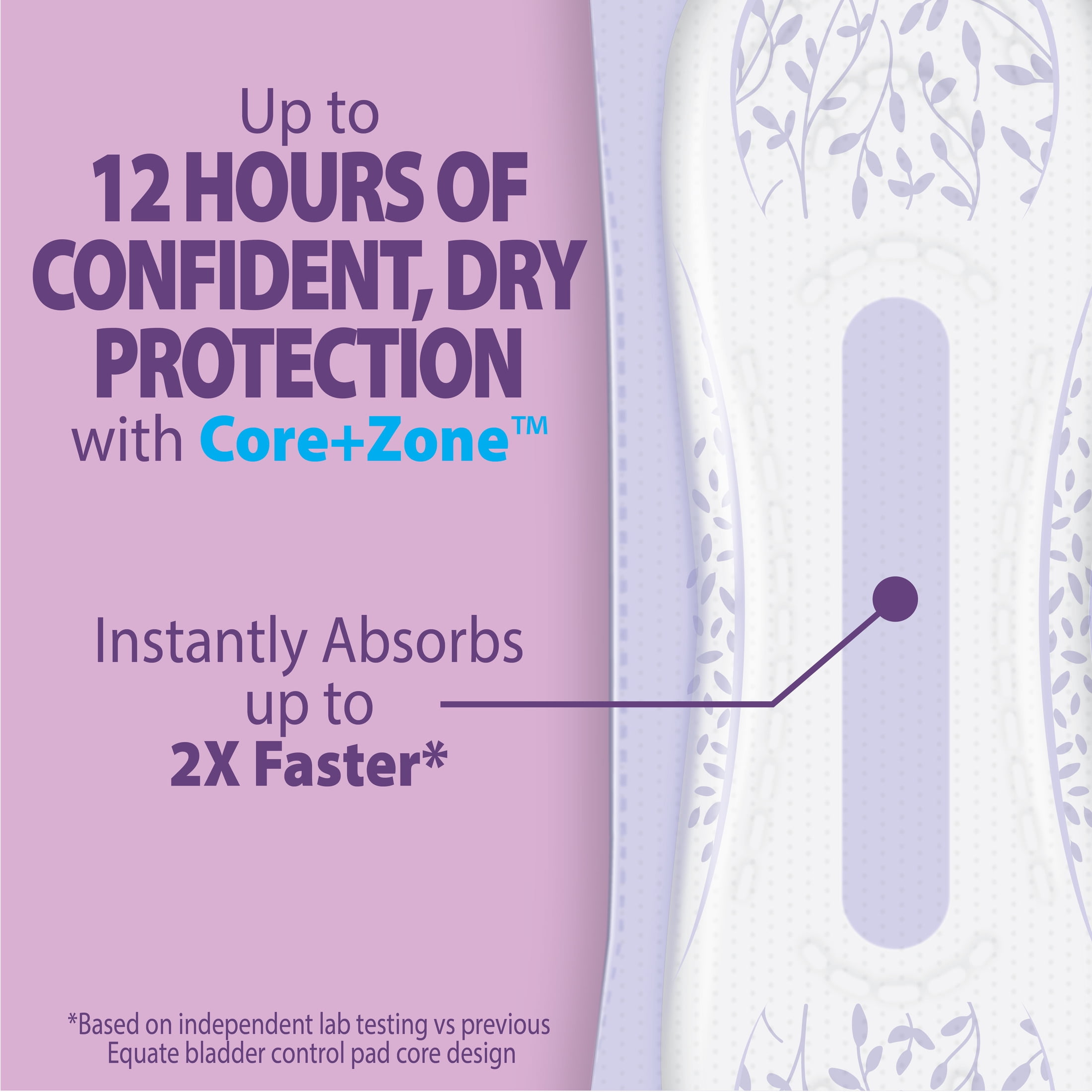 Equate Options Women's Incontinence Pads, Moderate Absorbency, Regular Length, 22 Count