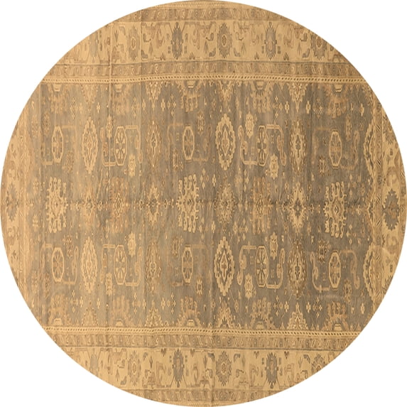 Ahgly Company Indoor Round Oriental Brown Traditional Area Rugs, 5' Round