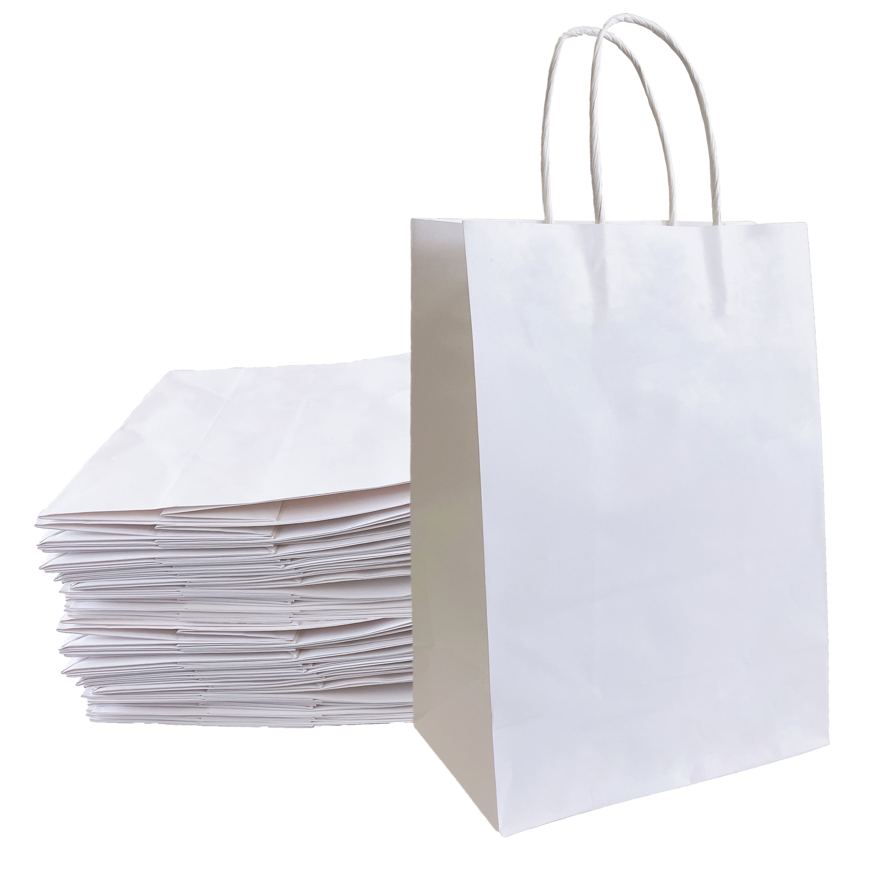 100PCS 8x4.25x10.5 Kraft Paper Bags with Handles for Wedding Party