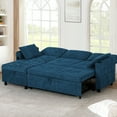 thumbnail image 5 of ACMEASE 84" Chenille Sectional Sleeper Sofa w/Adjustable Backrests, Pull Out Sofa Bed w/USB Charger Port& Reversible Storage Chaise,Convertible L-Shaped Sofa with Cup Holders for Living Room, Blue, 5 of 7