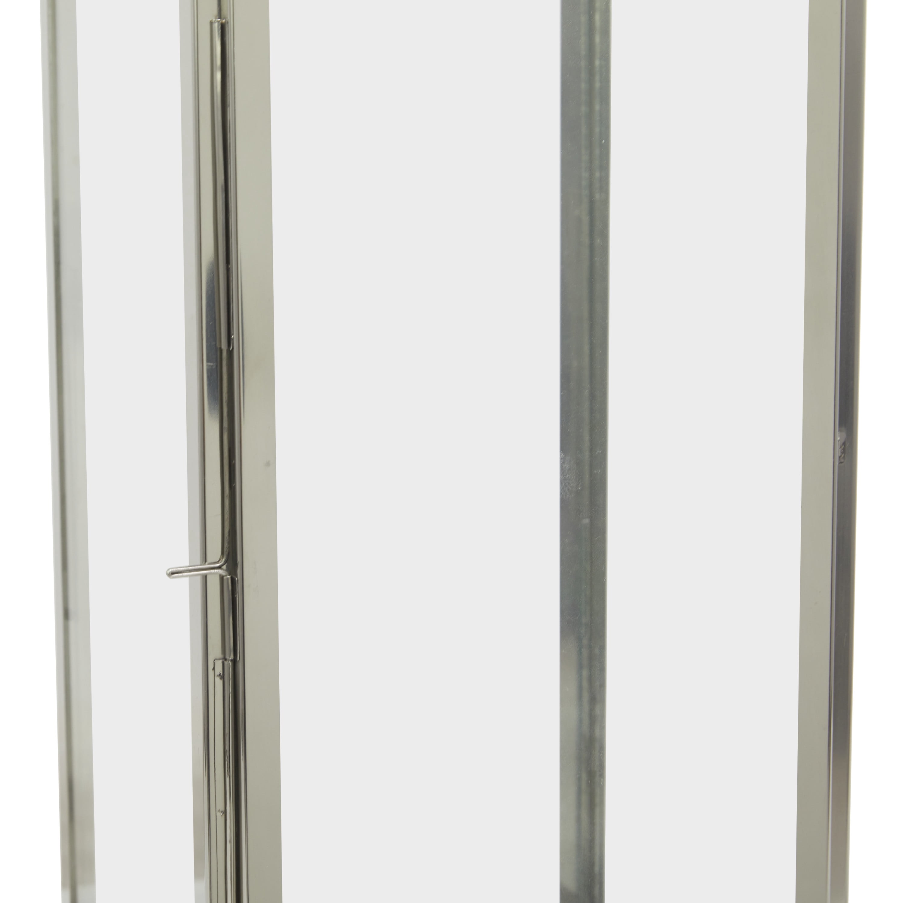 DecMode Silver Stainless Steel Pillar Candle Lantern
