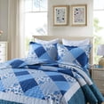 thumbnail image 4 of Travan Juego de colcha de 3 piezas, juego de colcha ligera con fundas, juego de cama acolchado reversible, diseño floral azul, tamaño King, 4 of 5