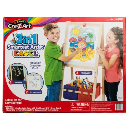 Cra-Z-Art 37"- 43" Double-Sided Wood Childrens Art Easel with Storage, Ages 4 and up, Holiday Gift for Kids