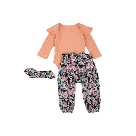 

Meihuida 3 PCS Suits Long Sleeve Top Long Pants Headband 0-24 Months