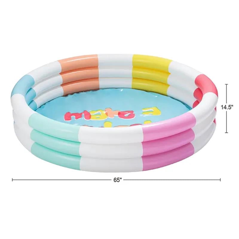 Colorful 3-Ring Inflatable Swimming Pool, Round, Unisex