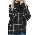 thumbnail image 2 of Sakmal Black Women Sweaters Turtleneck Oversized Knitted Plaid Sweaters for Women M, 2 of 7