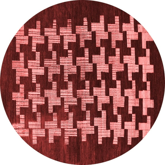 Ahgly Company Indoor Round Abstract Red Modern Area Rugs, 3' Round